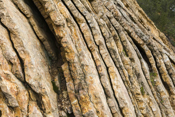 Geologic phenomenom, slab rock formation vertical side of hill