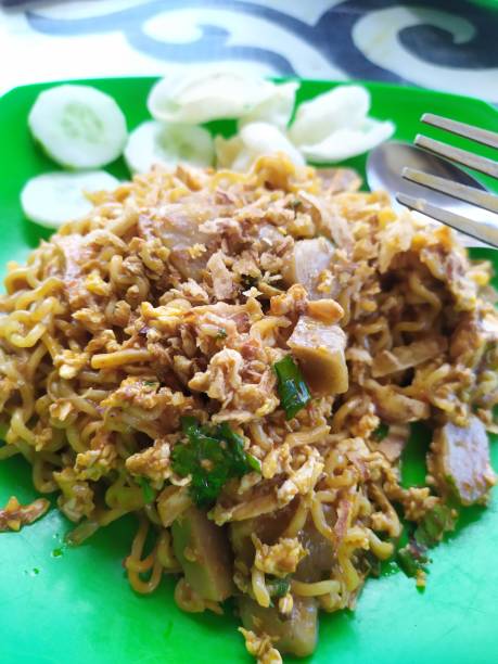 istock Fried Noodle with egg and meat ball 1344495732