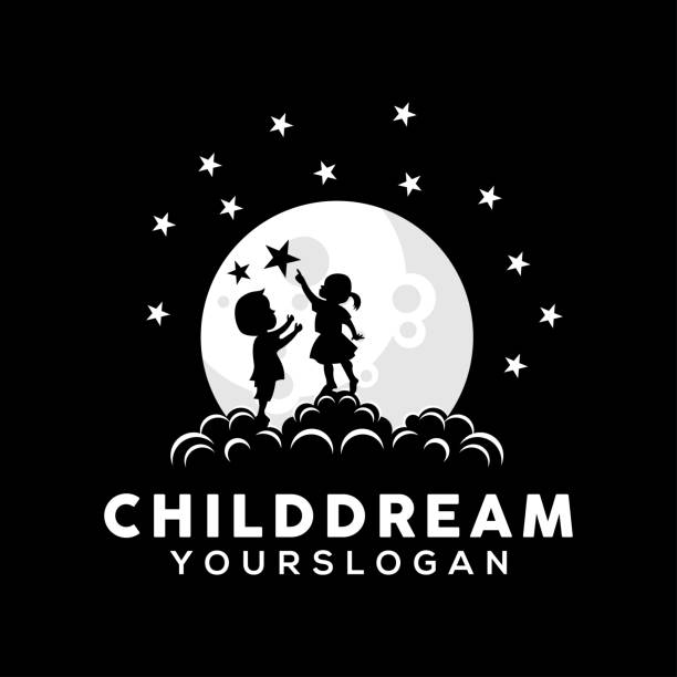 Child dream logo design illustration Child dream logo design illustration child silhouettes stock illustrations
