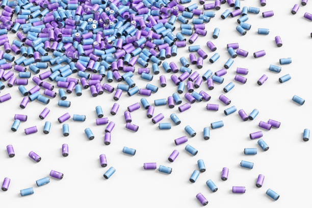istock Large group of batteries on a white background. 3d render illustration. 1344513727