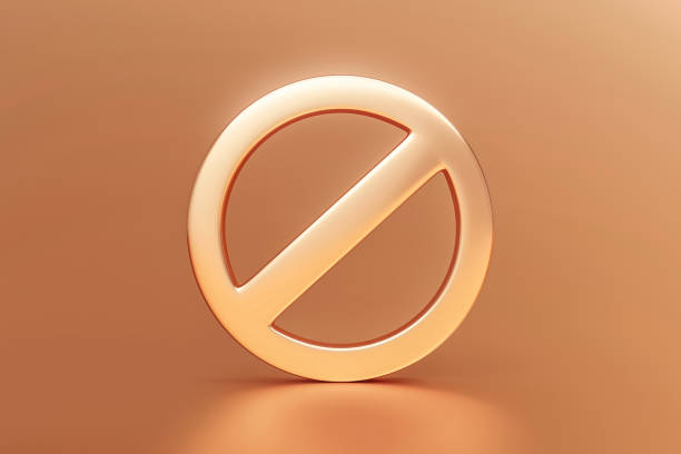 istock Gold prohibited sign or not allowed ban warning danger no symbol risk safety caution and forbidden stop icon on luxury golden premium background with attention forbid illustration 3d graphic alert. 1344527729