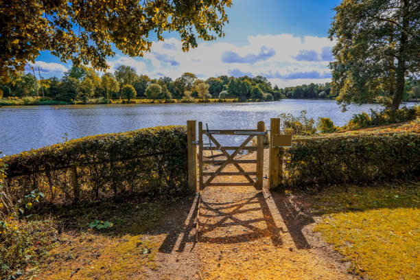 autunno fiume freccia valle lago country park redditch worcestershire inglese midlands inghilterra regno unito - worcestershire foto e immagini stock