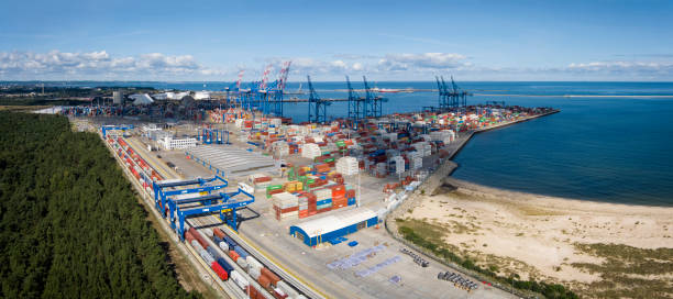 istock Container terminal at Baltic sea, Gdansk, Poland 1344537155