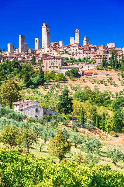 san gimignano, italia. famosa città medievale in toscana. - san gimignano immagine foto e immagini stock