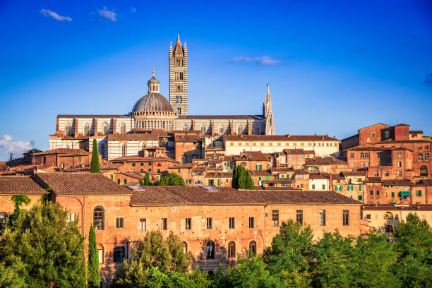 istock Siena, Tuscany, Italy - Dome sunset with blue sky 1344538460
