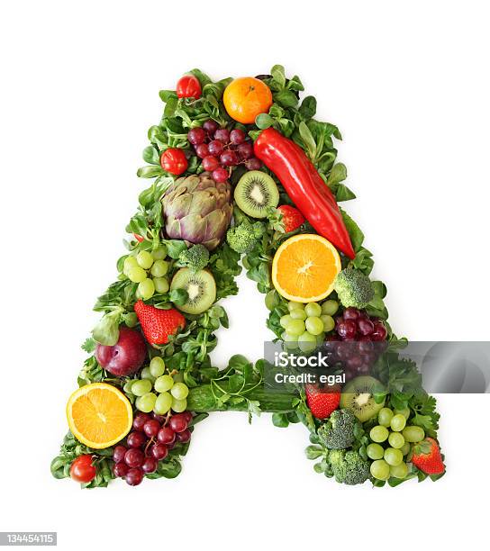 Fruit And Vegetable Alphabet Stock Photo - Download Image Now - Alphabet, Fruit, Vegetable