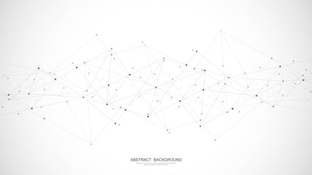illustrazioni stock, clip art, cartoni animati e icone di tendenza di sfondo astratto a basso poligono con collegamento dei punti e delle linee. concetto di networking, connessione internet e comunicazione globale - nodo