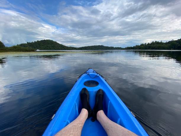 istock Blue kayak in Loch Lomond on open water 1344543235