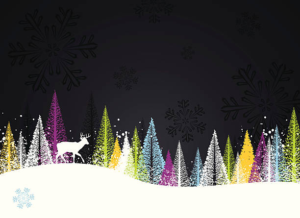 bildbanksillustrationer, clip art samt tecknat material och ikoner med dark winter design - reindeer mist