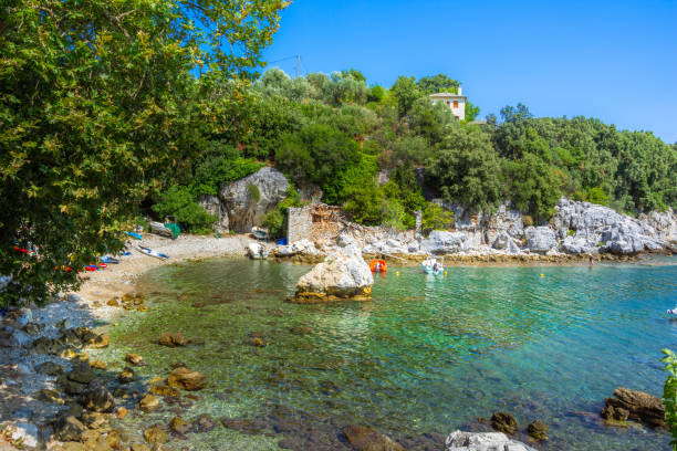 Famous beach of Ntamouchari, Pelion, Greece. Famous beach of Ntamouchari, Pelion, Greece. pilio greece stock pictures, royalty-free photos & images