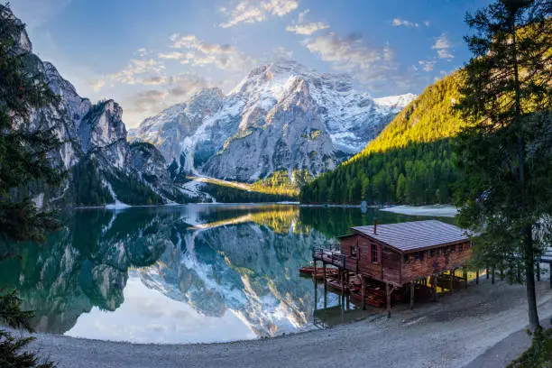 Italy, Pragser Wildsee, Alto Adige - Italy, Lake, House