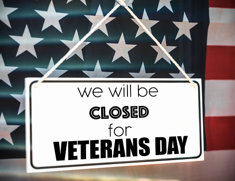 veterans day closed sign