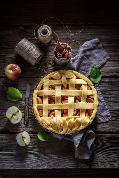 istock Tasty apple pie with cinnamon. Tart with apples. 1344547199