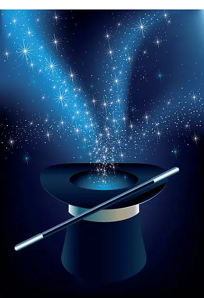 Vector illustration of A magician's hat with mac if coming out