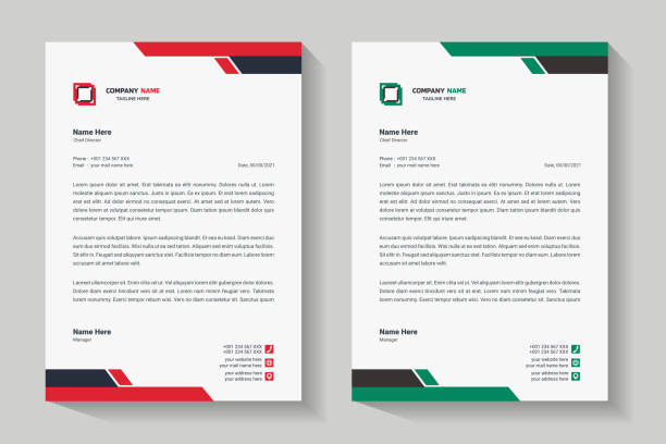 Letterhead design template. Creative and elegant modern business A4 letterhead template for your project design. Letterhead design template. Creative and elegant modern business A4 letterhead template for your project design. Illustration vector simple letterhead design stock illustrations