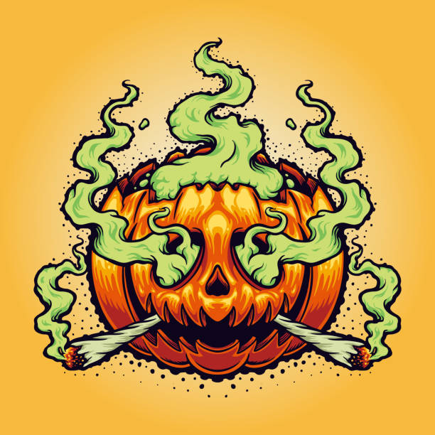 Halloween Weed Smoke Cartoon Vector illustrations Halloween Weed Smoke Cartoon Vector illustrations for your work Logo, mascot merchandise t-shirt, stickers and Label designs, poster, greeting cards advertising business company or brands. marijuana tattoo stock illustrations