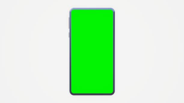 istock modern blue dark smartphone with green screen on white isolated background . 3d illustration rendering . for business, market , advertising and etc. easy customizable 1344548388