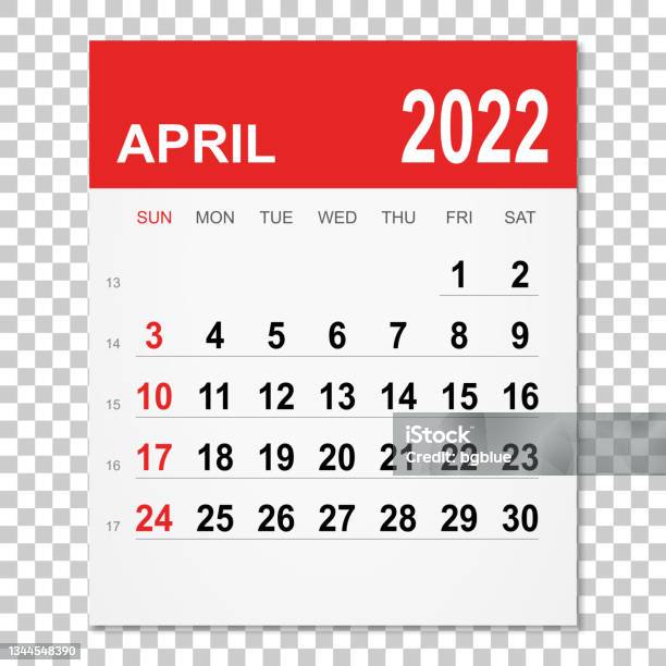 Календарь На Апрель 2022 Года — стоковая векторная графика и другие изображения на тему Календарь - Календарь, Апрель, 2022