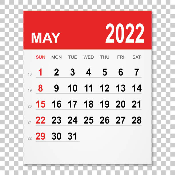 illustrations, cliparts, dessins animés et icônes de calendrier mai 2022 - white background concepts transparent red