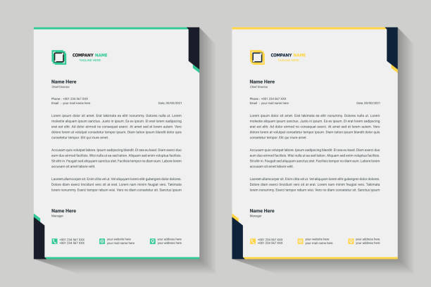Letterhead design template. Creative, minimalist and clean modern business A4 letterhead template design for your project. Letterhead design template. Creative, minimalist and clean modern business A4 letterhead template design for your project. Illustration vector simple letterhead design stock illustrations