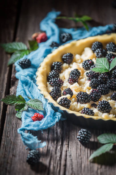 istock Homemade and sweet blackberry pie with caster cugar 1344549164