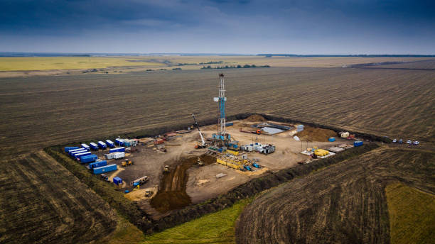 istock Drilling rig. Aerial view from above 1344549556