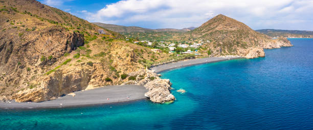 istock Volcano beach Mavra Volia on Chios island, Greece 1344549628