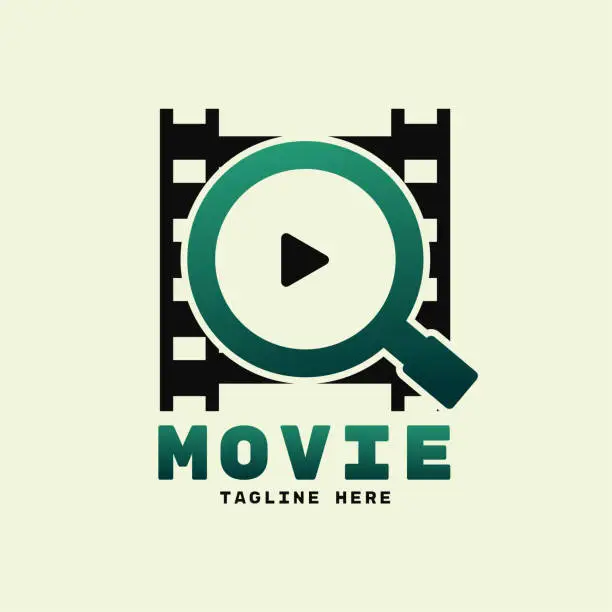 Vector illustration of Search movie logo. Creative find movie logo.