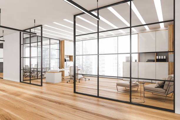istock White CEO office space with armchair and ottoman 1344552699