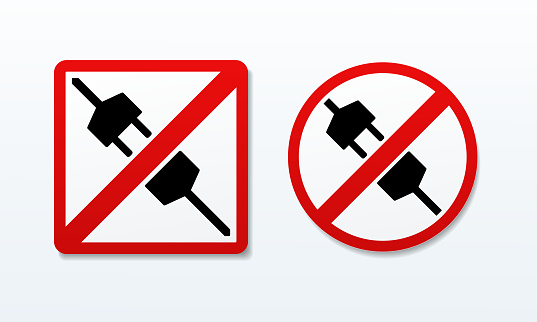 No Plugging Usb Sign Do Not Unplug Sign Unplugged Cables No Plug For Any Use Symbol Stock ...