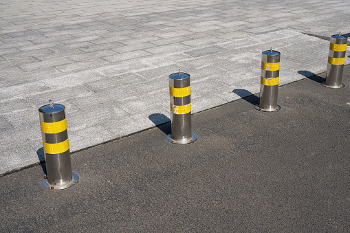 High-view parking lot Bollards in autumn day in Beijing, China