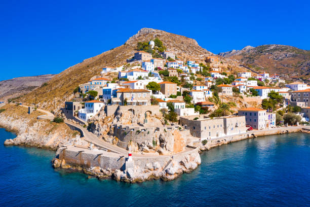 istock View of the amazing Hydra island, Greece. 1344557731