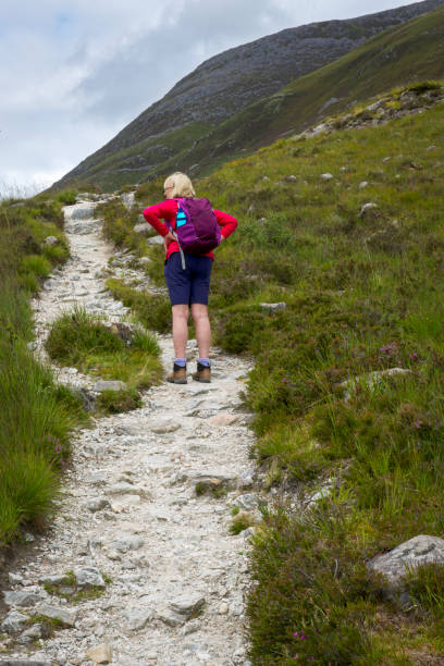 istock A mature female backpacker stops to catch her breath before continuing her climb up a steep footpath on mountains above Kinlochleven in Scotland. 1344557737