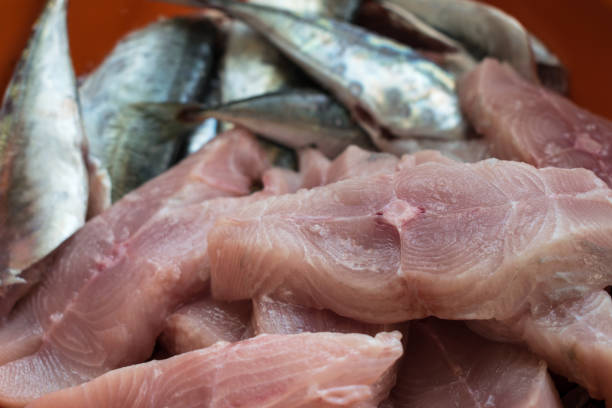 istock Closeup slices of pomfret raw 1344558879