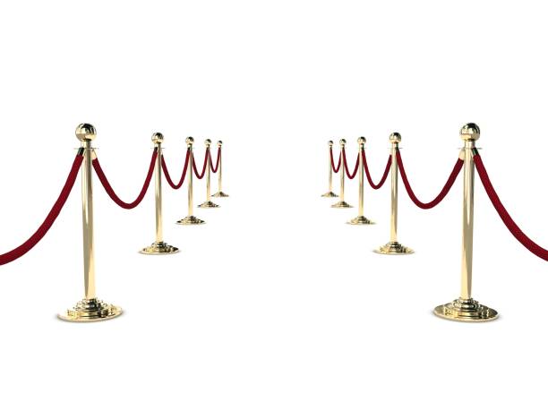 istock Red carpet rope barrier entrance 1344559771