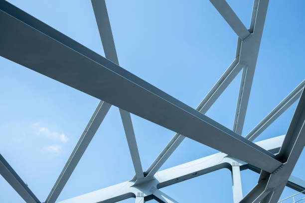 istock iron structure of a bridge, in blue sky 1344560684