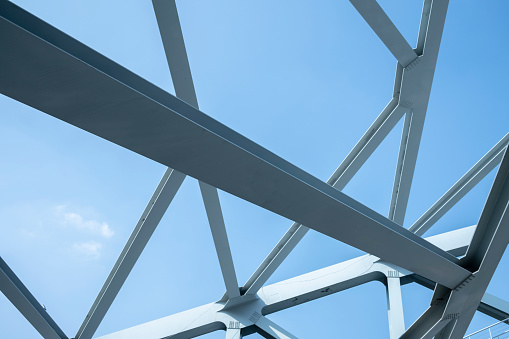 iron structure of a bridge, in blue sky