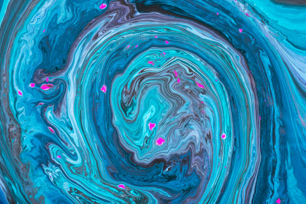 Blue Spiral - liquid colors mixing stock photo