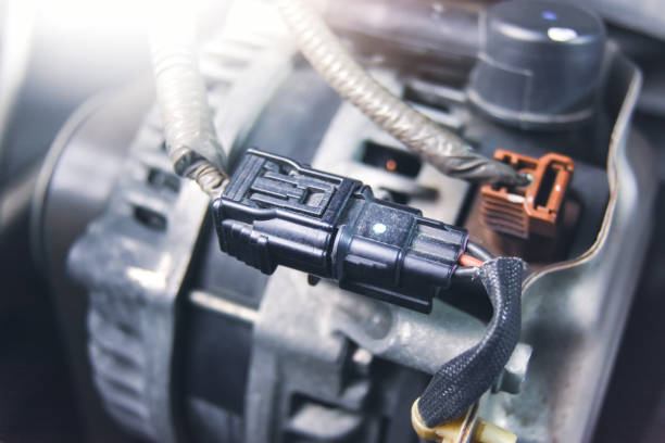 istock Connector socket and wire of the car alternator 1344566709
