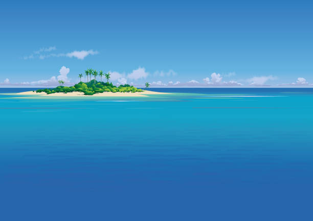 mała tropikalna wyspa - sea island stock illustrations