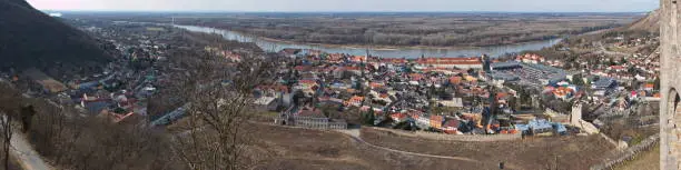 View of Hainburg an der Donau from Schlossberg, Lower Austria, Austria, Europe