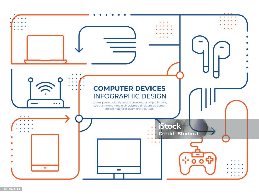 Infographic Computer Simple Design Infographic Design Template Of Computer Devices Vector Line ...