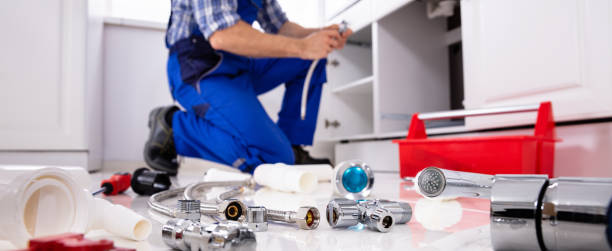 Plumber Tools And Equipment In Kitchen stock photo