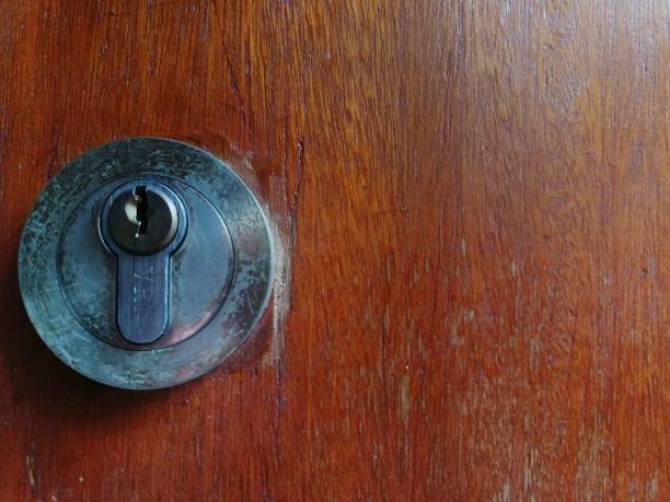 istock Door lock made of iron 1344582575