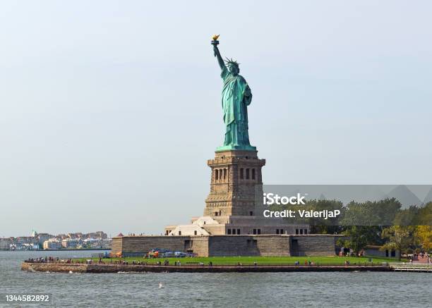 Famous Statue Of Liberty Colossal Neoclassical Sculpture On Liberty Island In New York City United States Stock Photo - Download Image Now