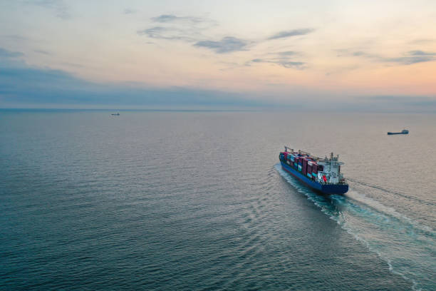 istock Aerial view of  Cargo Ship 1344584948