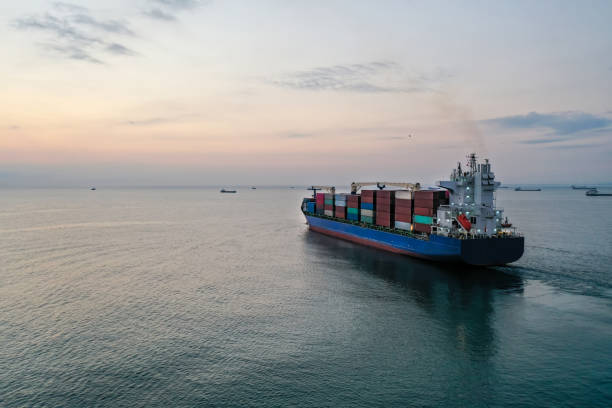 istock Aerial view of  Cargo Ship 1344585039