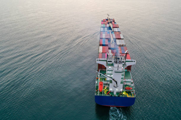 istock Aerial view of Cargo ship at sea. 1344585284