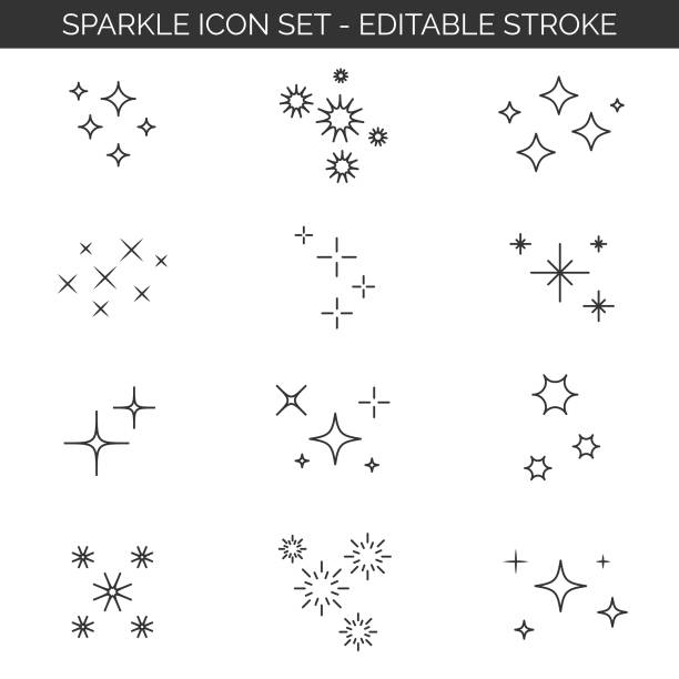 ilustrações, clipart, desenhos animados e ícones de design vetorial de conjunto de ícones sparkle. - square shape flash