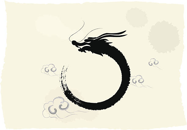 chiński's, dragon roku atrament malarstwo - smok stock illustrations